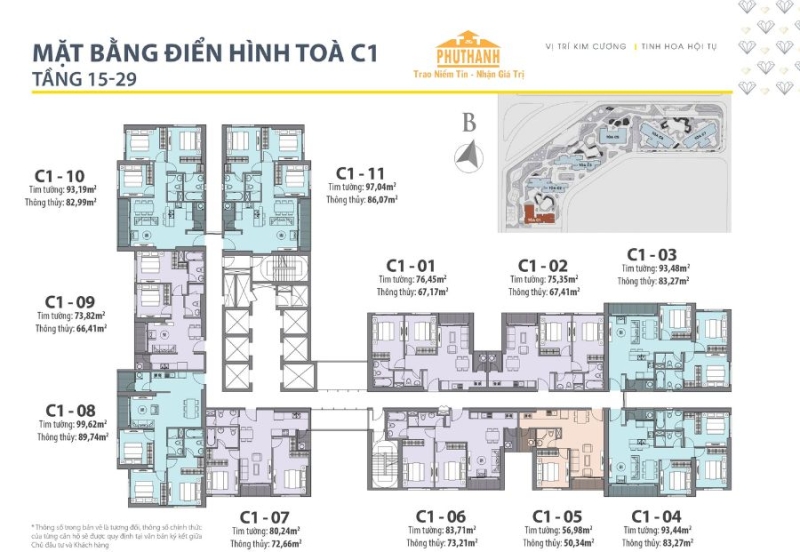 mặt bằng căn hộ tòa C1 Vinhomes D'Capitale