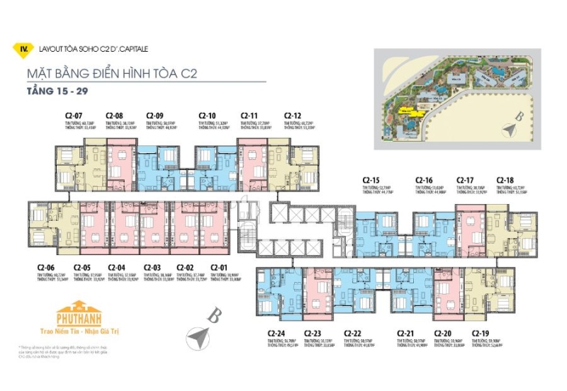 Mặt bằng căn hộ tòa C2 Vinhomes D'Capitale