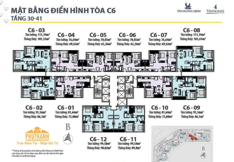 Mặt bằng căn hộ tòa C6 Vinhomes D'Capitale