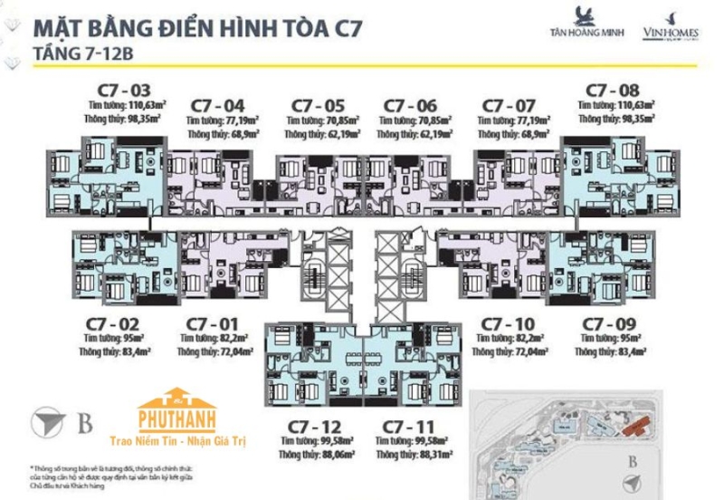 Mặt bằng căn hộ tòa C7 Vinhomes D'Capitale